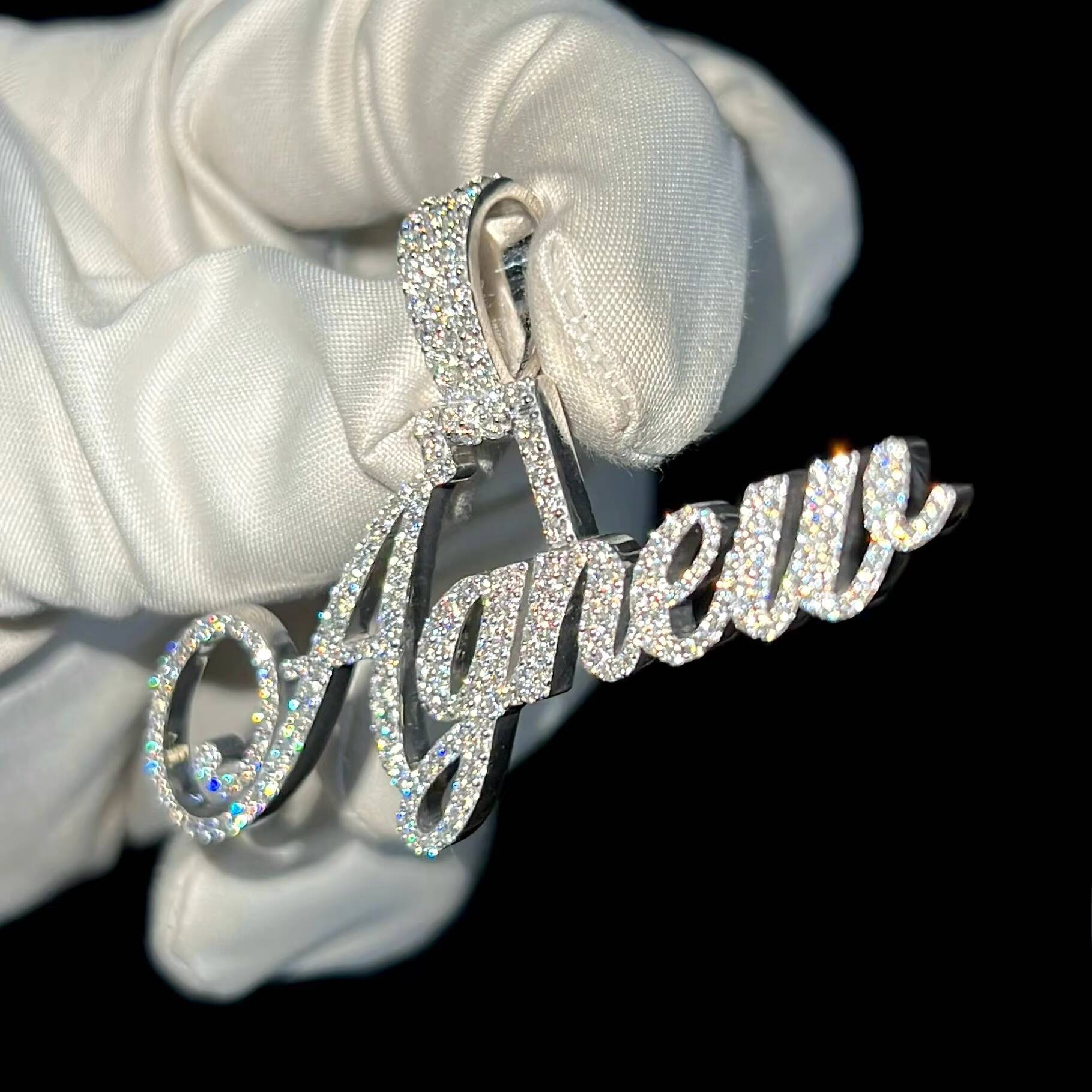 Mens Iced Out VVS Moissanite Diamond Letter Pendant Custom Font Name Moissanite Hip Hop Unisex Charm Necklace for Birthday Gift