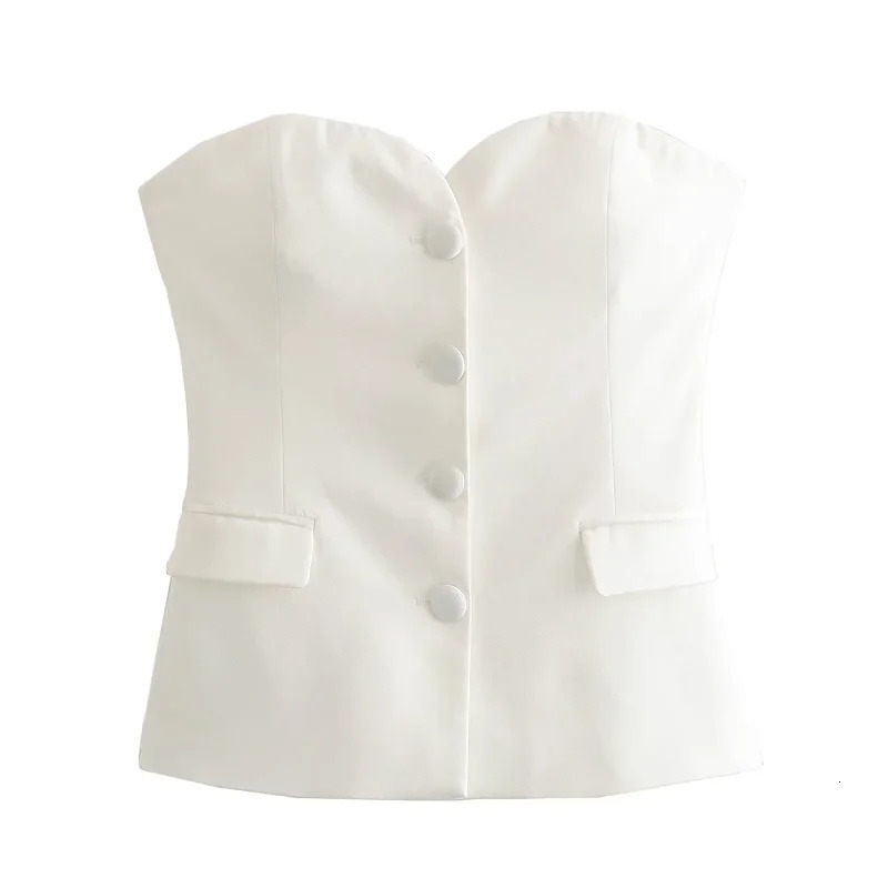HXAO Top Womens Summer TanksCamis Elegant Tube Top Ladies Fashion Casual White Black Sleeveless Backless Corset Tops 260306