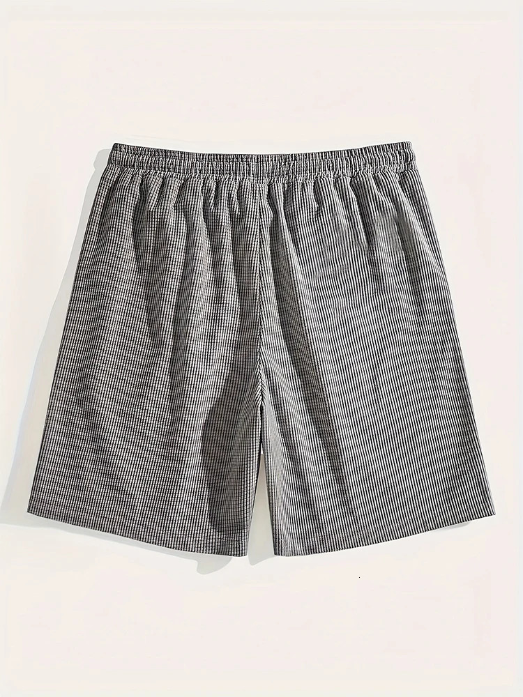 2026 Spring Summer Outdoor Casual Mens Shorts Vacation Seaside Beach Loose Bottoms Men Vintage Waffle Plaid Textured Short Pant 260306
