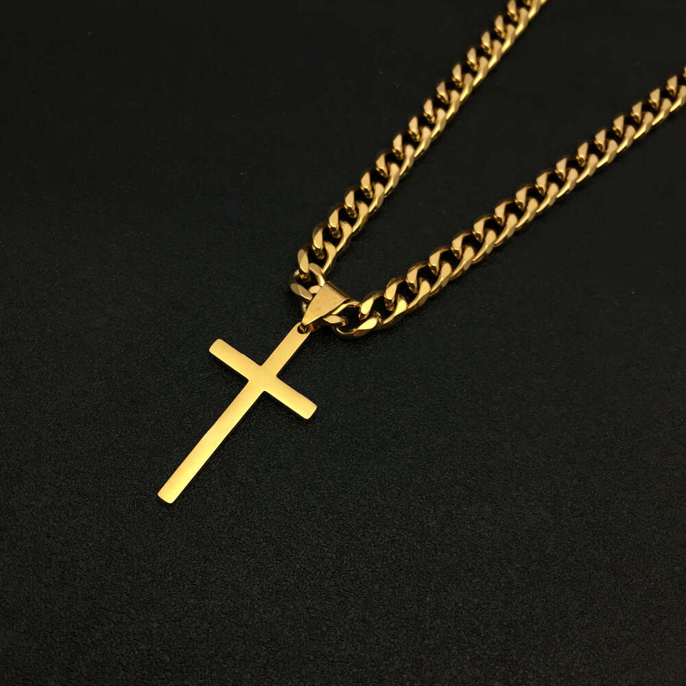 Minimalist Cross Titanium Steel Unisex Hip Hop Cuban Chain Personalized Pendant Necklace High-Quality Item for Dropshipping