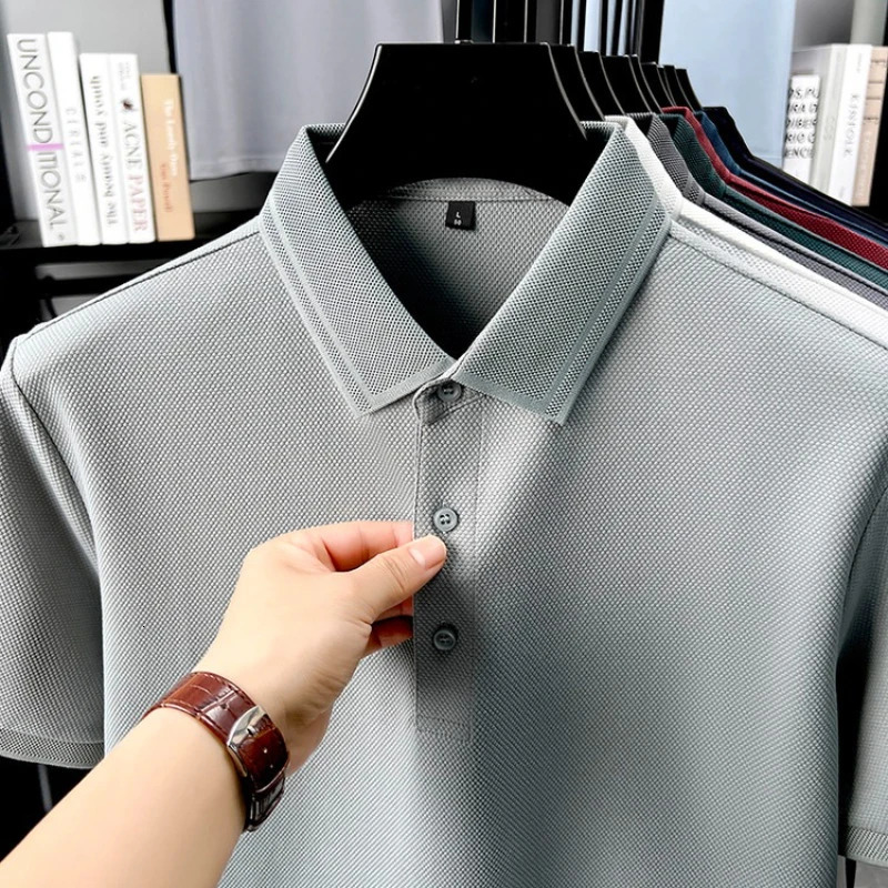 Mens 76 Cotton Polo Shirt - Breathable Textured Fabric with Relaxed FitDaily Commuting Top 260305