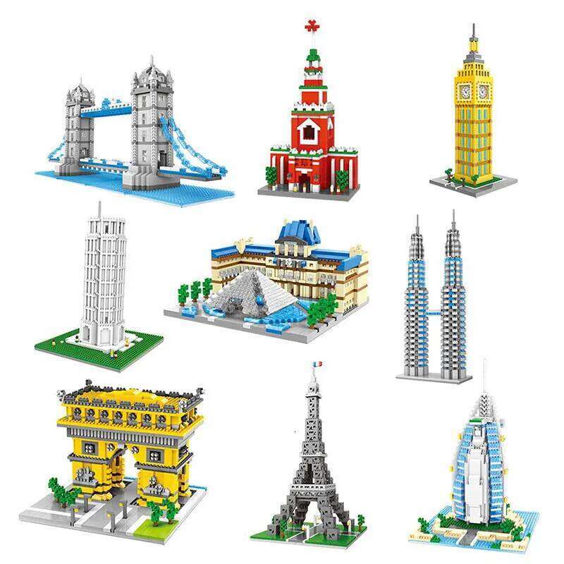 World Famous Architecture Building Mini Block Set Desktop Ornament Model Creative DIY Kids Educational Toys Holiday Gifts C260306