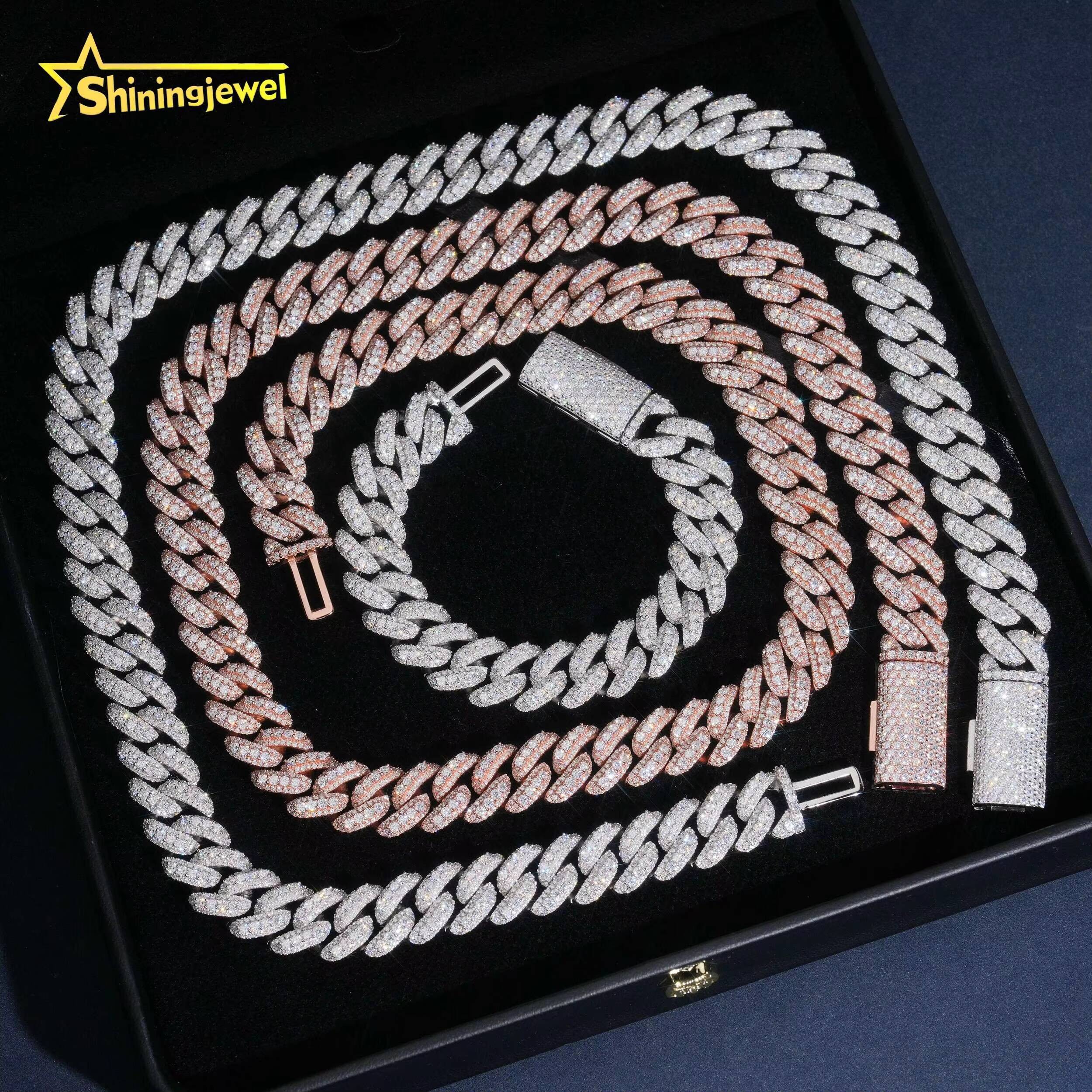 USA Warehouse Fast Shipping 925 Sterling Silver 13mm Hip Hop VVS Moissanite Iced Out Cuban Link Chain