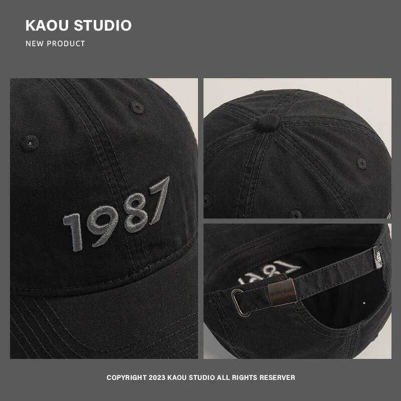 Men's 1987 Embroidered Baseball Quality Deep Top Curved Brim Peaked Cap Female Spring and Autumn All-Match Y260304