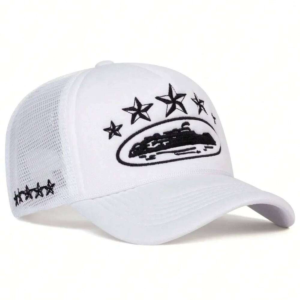 Fashionable Embroidered Baseball Five Star Color blocked Mesh Breathable Summer Duck Tongue Versatile Sunshade Truck Hat Y260304