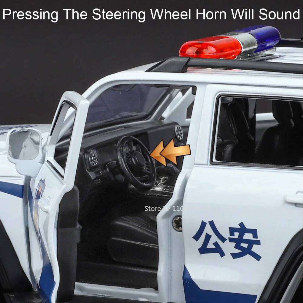 1:24 TANK 300 Prado LC250 Alloy Police Car Diecast Models Toys Doors Opened with Sound Light Pull Back Vehices Boy Holiday Gifts Z260306