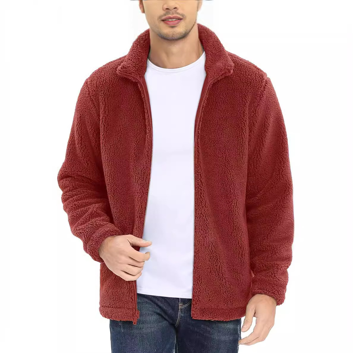 MAGCOMSEN Winter Mens Hoodies Zip Up Fuzzy Sherpa Lined Fleece Hooded Sweatshirt 2 Pockets Warm Heavy Thick Jacket 251205