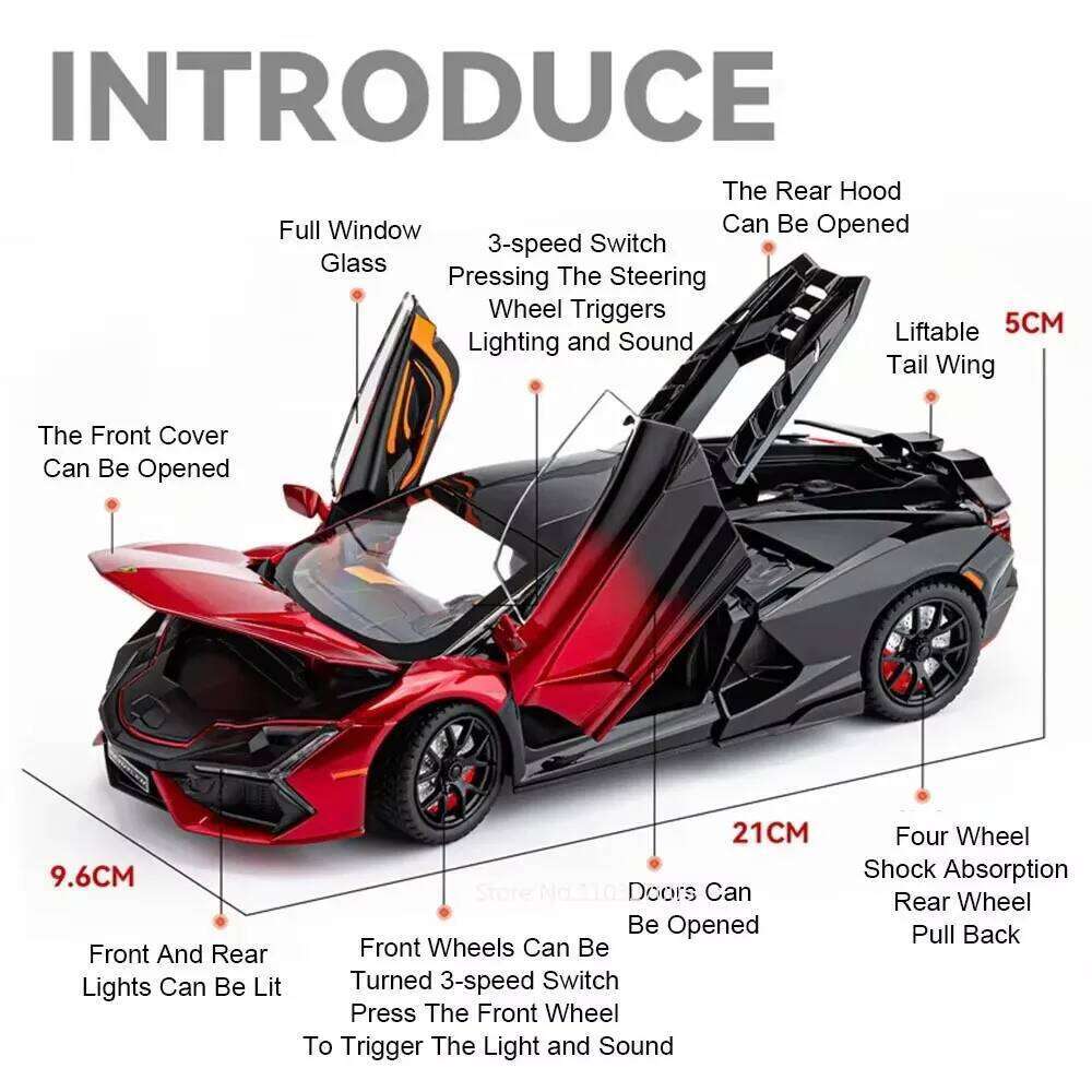 1:24 Lambor LP770 Revuelto Alloy Diecast Models Car Toy Doors Opened Sound Light Pull Back Front Wheel Steering Cars Boys Gifts Z260306