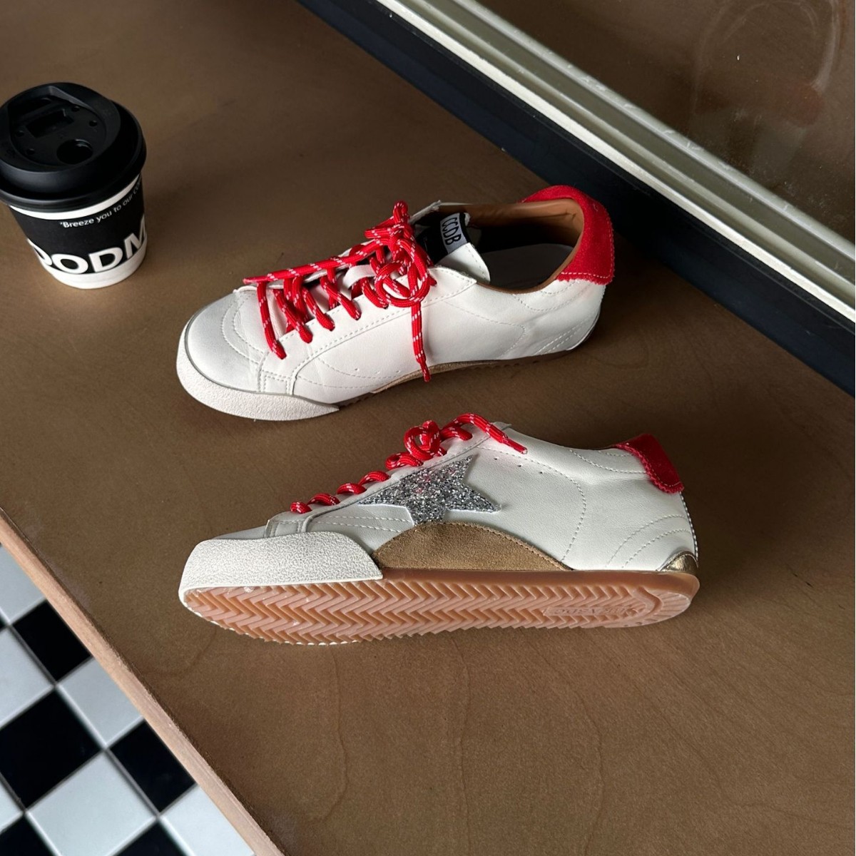 New design Fashion shoes 2026 Women's Glitter Star Distressed Sneakers, Contrast Retro Trainers 35-40 Free Shipping