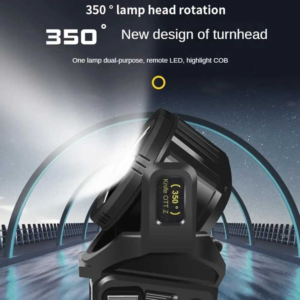 350000 Lumens Spotlight Rechargeable Led Spot light Flashlight 9 Modes Super Bright Outdoor Waterproof Solar Flashlight H260307