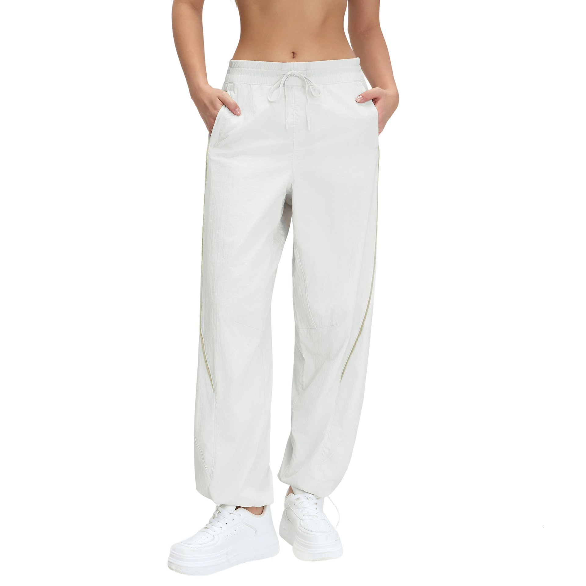 Spring Summer Loose Breathable Sports Mid-Waist Drawstring Straight-Leg Jogger Two-Way Casual Pants Thin