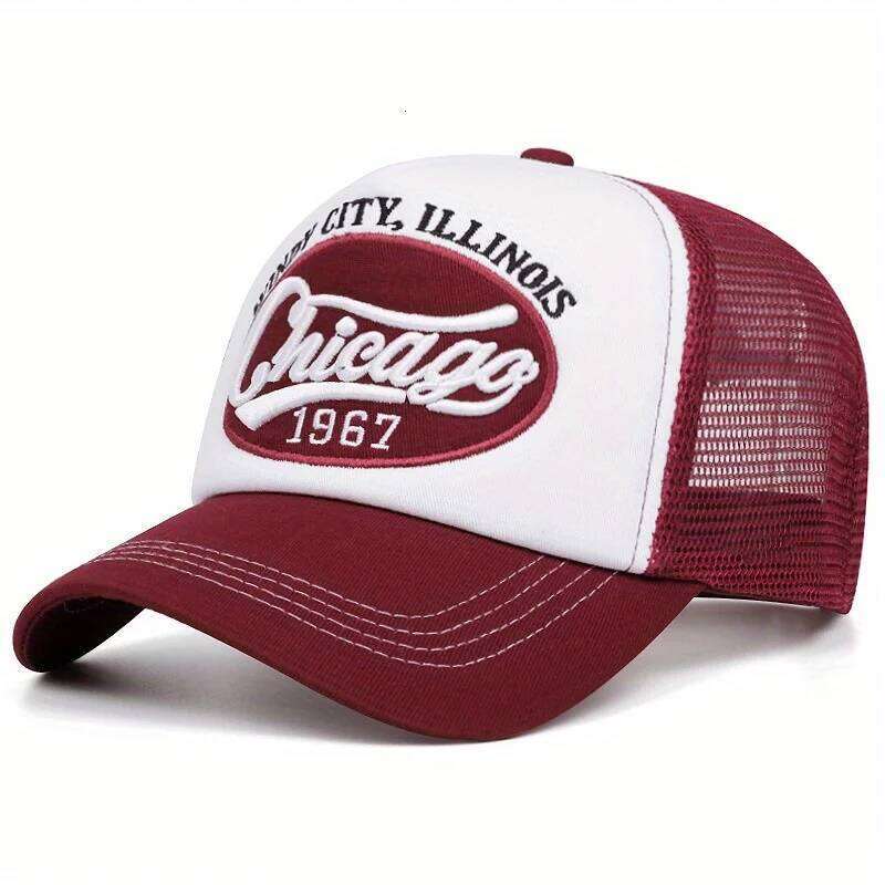 1967 letter embroidered baseball breathable mesh truck driver cap Y260304