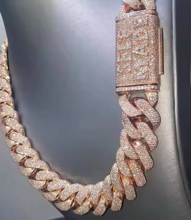 Iced Out Lab Moissanite Diamond Cuban Link Chain Luxury Hip Hop Customized Wedding Jewelry Best Gift for Men