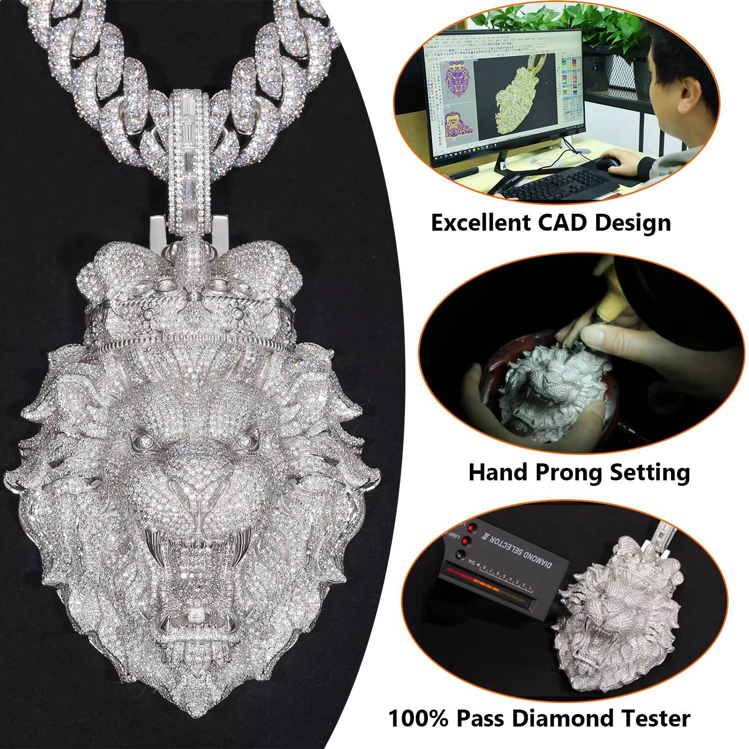Personalized Letter Custom Name Necklace Iced Out Moissanite Number Pendant for Men Baguette Hip Hop Rock Rapper Jewelry Fashion