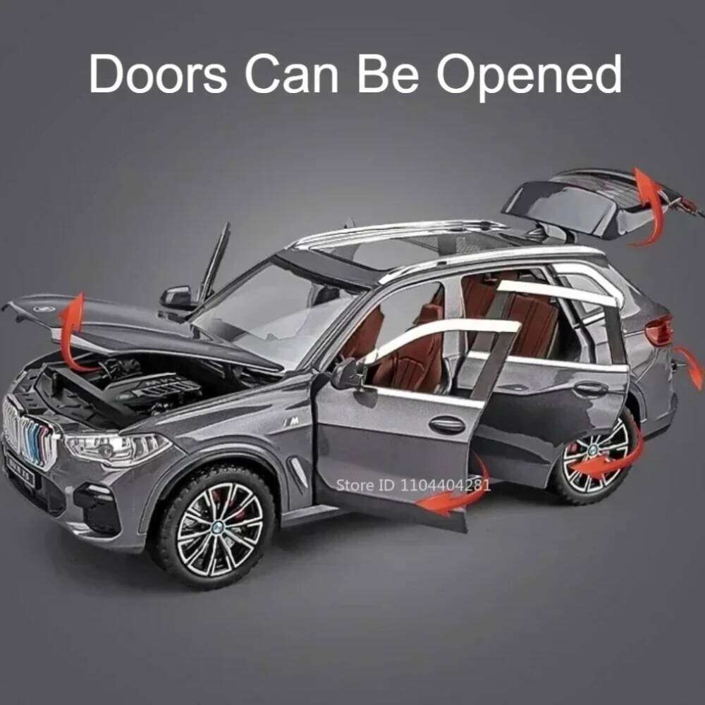 1:24 X5 THE 7 Miniature Model Toy Diecast Alloy Car 6 Doors Opened Sound Light Pull Back Vehices Collection of Simulation Models Z260306