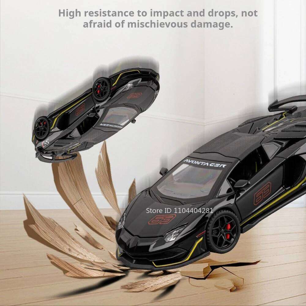 1:32 Lambor SVJ63 Revuelto Miniature Car Diecast Alloy Molde Toy Doors Opened Sound Light Pull Back Cars Decorative Collectibles Z260306