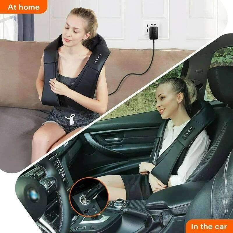 4D Shiatsu Neck and Shoulder Massager With Heat Electric Back Massagers Kneading Massage Pillow Full Body Muscle Home Car Use 26Y0307