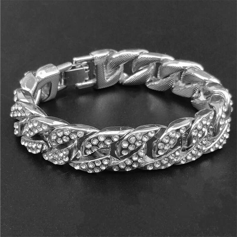 High-quality European and American original Cuban chain, trendy brand, full of diamonds, 15MM thick, exaggerated hip-hop necklace