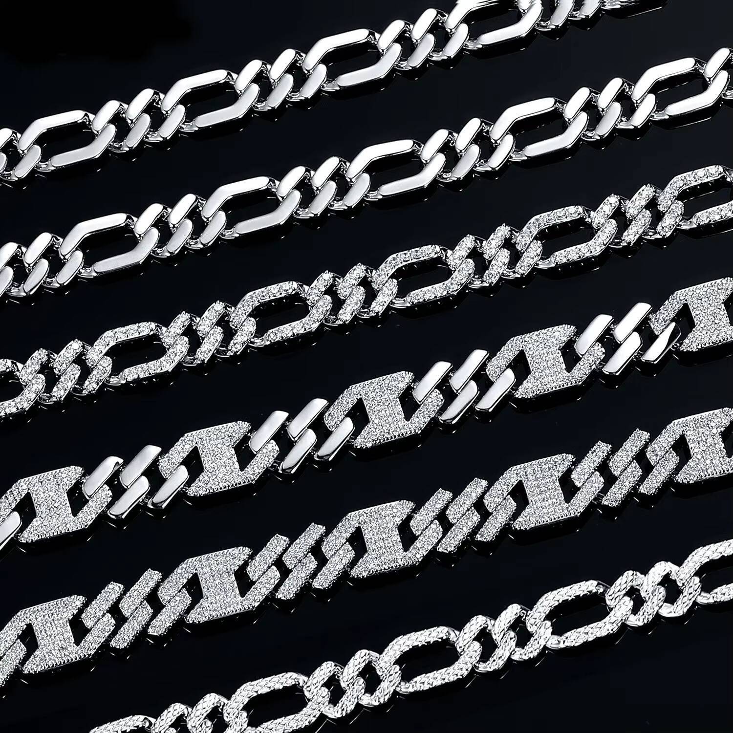 Hip Hop Jewelry Mens 6mm-20mm 14K 18K Gold Plated 925 Sterling Silver VVS Moissanite Diamond Iced Out Cuban Link Chain Bracelet