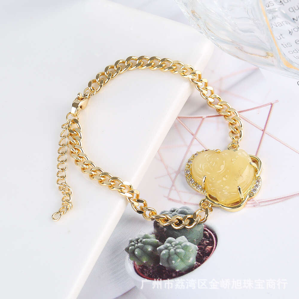 Stainless Steel Religious Maitreya Buddha Bracelet, Best-Selling in Europe America, High-Quality Personalized Cuban Chain for Men and Women, Wholesale