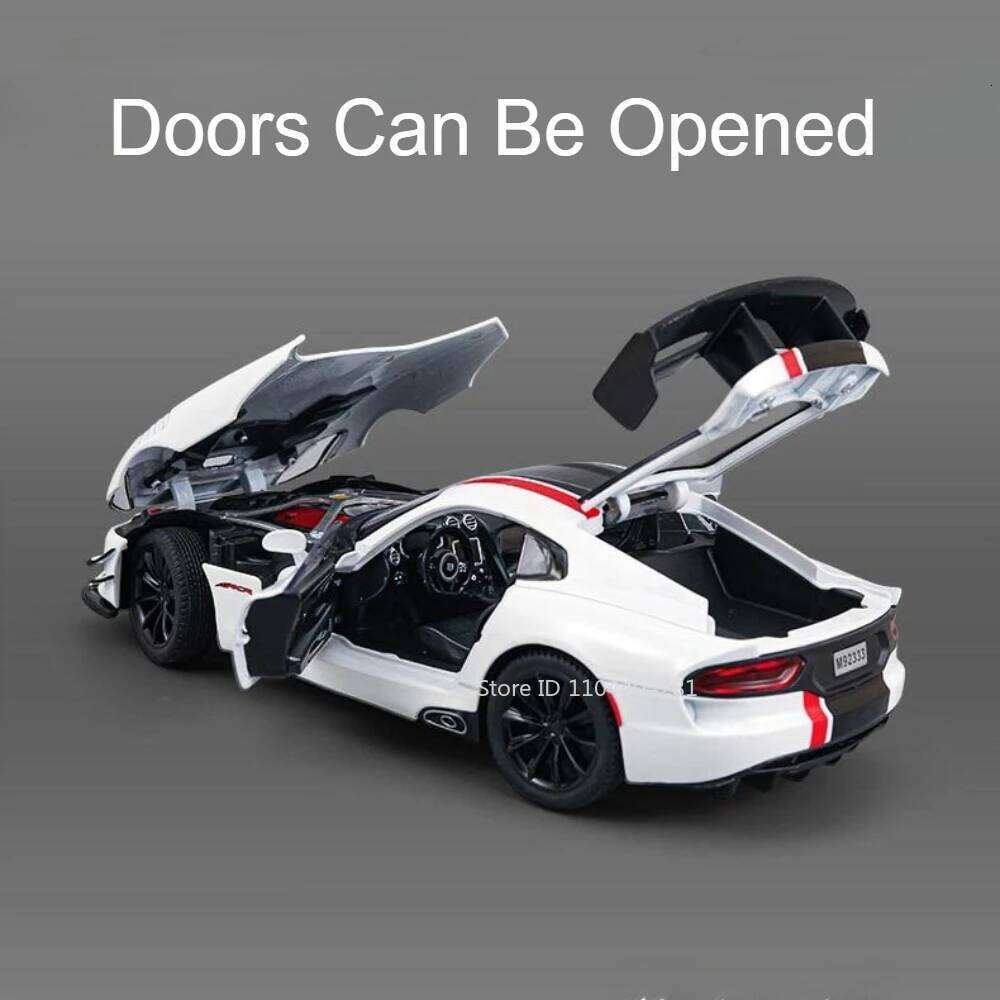 1:24 Viper Charger Diecast Exquisite Model Alloy Car Toys Sound Light Pull Back Doors Opened Sport Cars Birthday Present for Boy Z260306