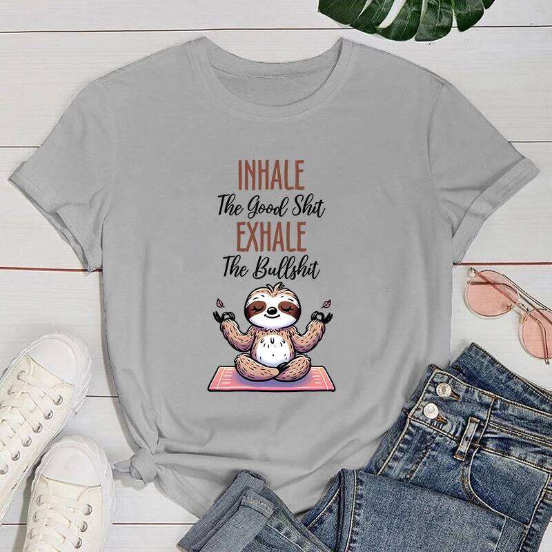 yogo shirt Funny Yogo Sloth Letter Print T-Shirt Womans Casual Summer Cool T Shirt Plus Size Tops Tees XJ260306