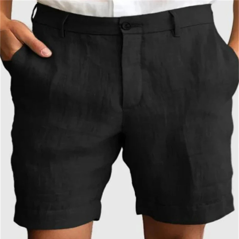Summer Breathable Casual Linen Shorts Mens Fashionable Zipup Button Daily Leisure Loose Straight Solid Color Men 260306