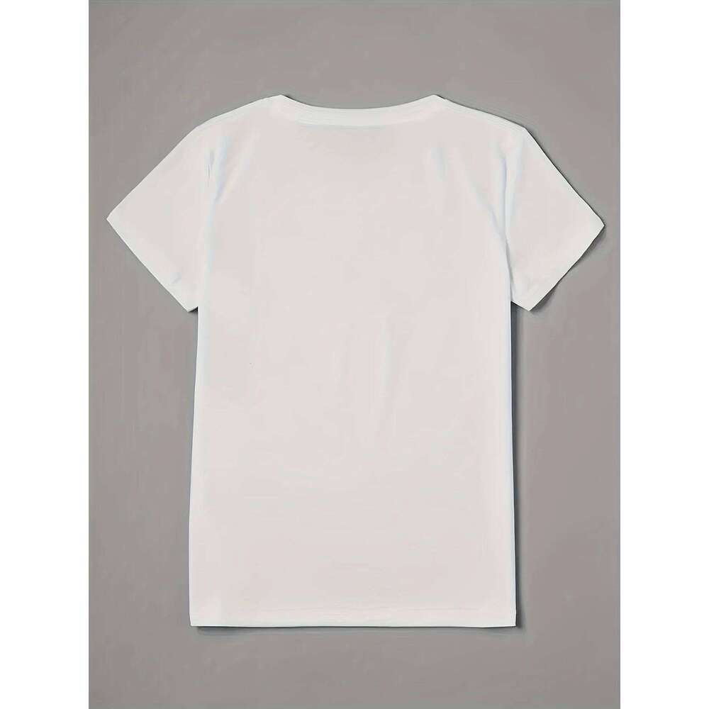 Women's Spotted Striped Love Valentine's Day Targeted Print, 100% Cotton Regular Fit Short Sleeve Round Neck Casual Top XJ260306 XJ260306