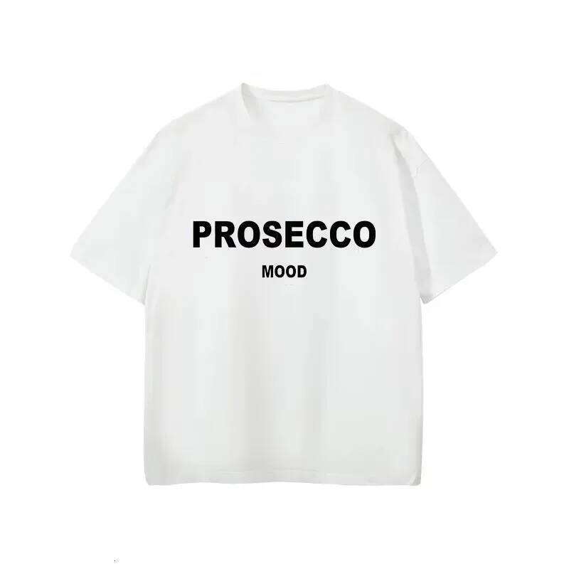 PROSECCO MOOD Letter Graphic Printed Cotton T-Shirts Women Oversize Female Clothing Soft Round Neck Lady Y2k Tops Summer XJ260306