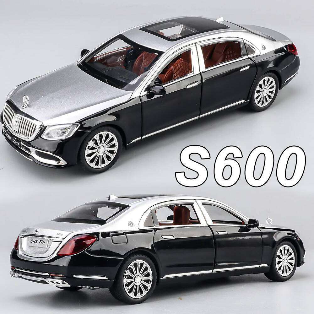 1:24 Scale GLS600 E300el Diecast Alloy Models Toys Cars 6 Doors Opened with Sound Light Pull Back Vehices Boys Birthday Present Z260307