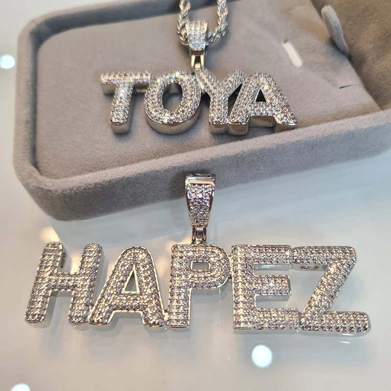 Custom Name Necklaces Personalized Word Pendants Bubble Hip Hop Jewelry Drop Factory Directly 260302