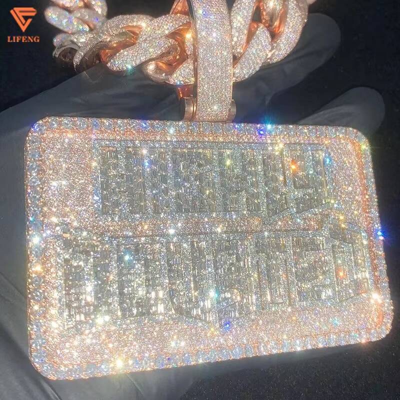 Lifeng Jewelry Custom Luxury Moissanite Pendant Ice Out VVS Moissanite Charm Diamond Letter Silver 2 Tone Hip Hop Pendant Gift