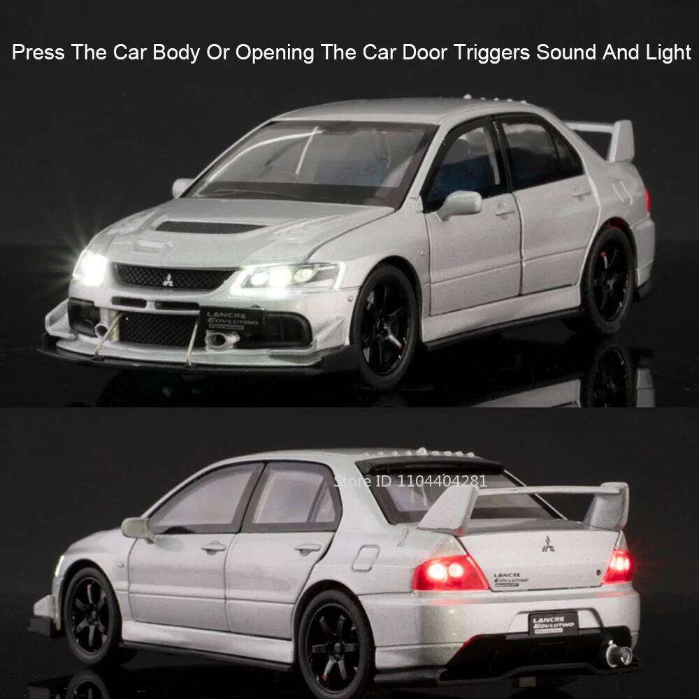 1:32 Mitsubishi Lancer Evolution IX Alloy Sports Car Model Toys Diecast Vehices Doors Opened Sound Light Pull Back Boy Toy Gift Z260306