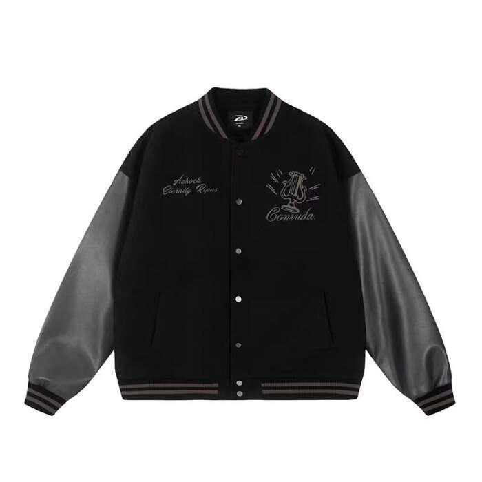 Mardi Hefxessdr American Style Embroidered Baseball Patchwork Leather Sleeve Jacket Men Autumn Winter Casual Bomber Loose Couple Coat