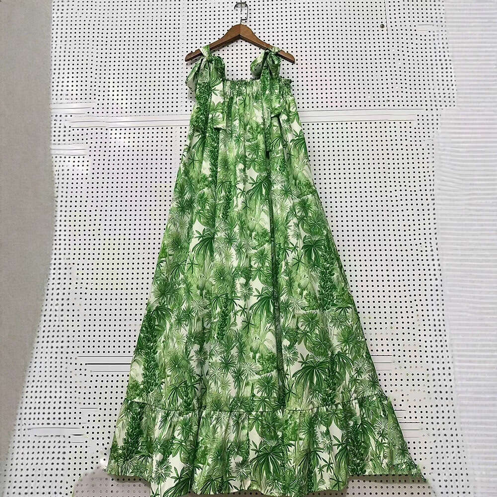 2026 Spring/Summer Designer's Retro Plant Printed Sexy Strap Summer a3 Women's Fashion Loose A-line Skirt