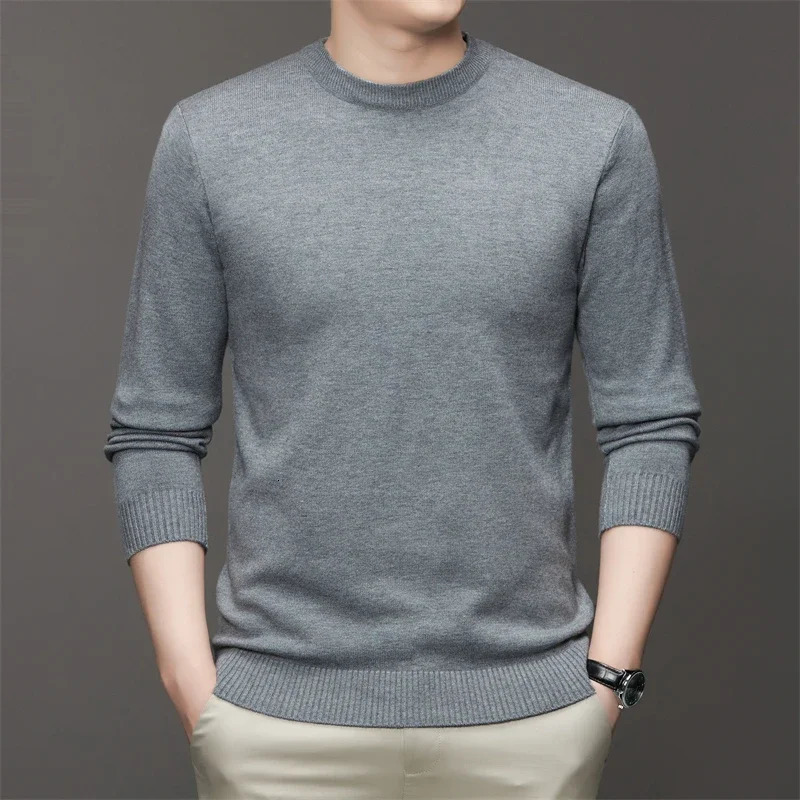 7 Colour Mens Round Neck Long Sleeved Solid Color Sweater Soft Warm and Comfortable Top with a Base 260305