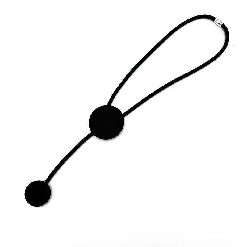 Cross-border jewelry European and American style round handmade rubber cord necklace factory wholesale cross-border premium pendant black