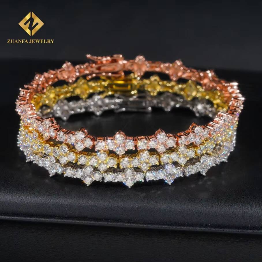 Pass Diamond Tester 3mmWholesale Price Iced Out Hip Hop S925 Silver VVS1 Moissanite Diamond Cross Hip Hop Tennis Chain Bracelet