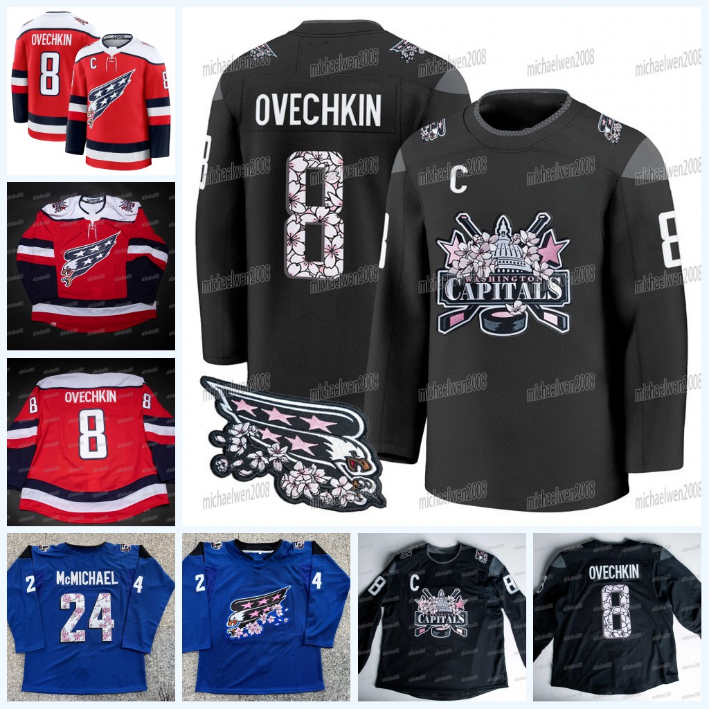 WashingtonCapitals 2026 Cherry Blossom Jersey Alex Ovechkin Tom Wilson Jakob Chychrun Dylan McIlrath Pierre-Luc Dubois Strome McMichael T.J. Oshie Ethen Frank