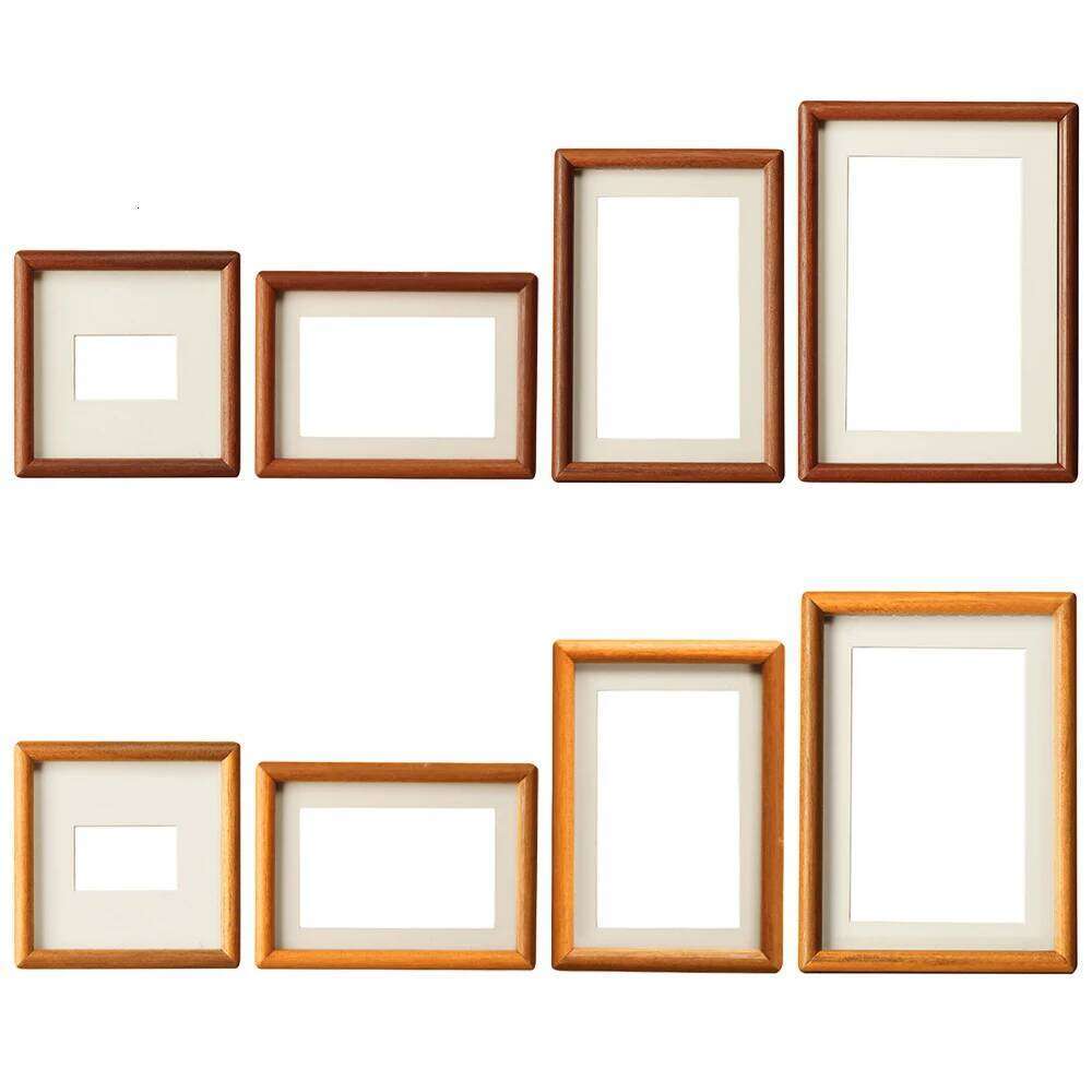 Fashion 6/7/8 Inch Black Walnut Simple Real Wooden Picture Handmade Mortise Tenon Photo Frame H260306