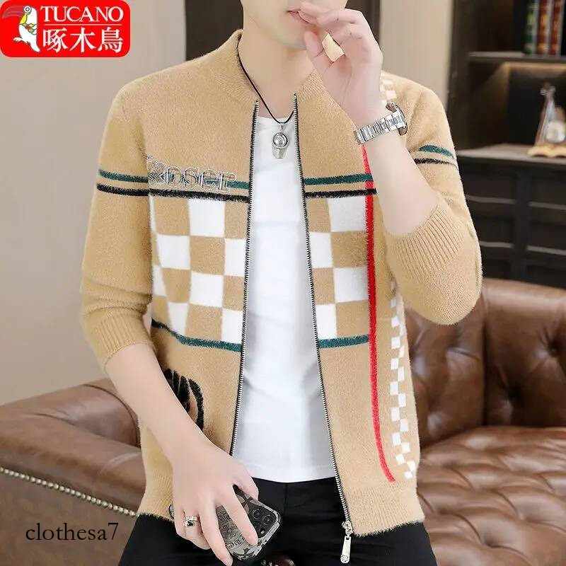 Men's fashion cardigan new trendy casual jacket slim spring and autumn knitted sweater