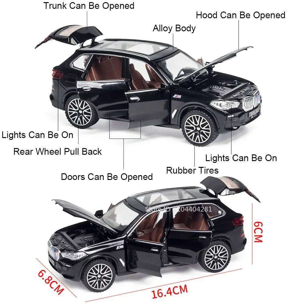 1:32 X5 M8 Alloy Models Toys Diecast Cars 6 Doors Opened with Sound Light Pull Back Rubber Tires Miniature Vehices Holiday Gifts Z260306