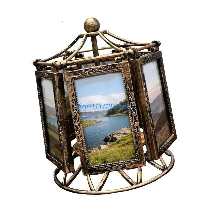 Rotatings Ferris Wheel Desk Photo Display Carousels Picture Frame H260306