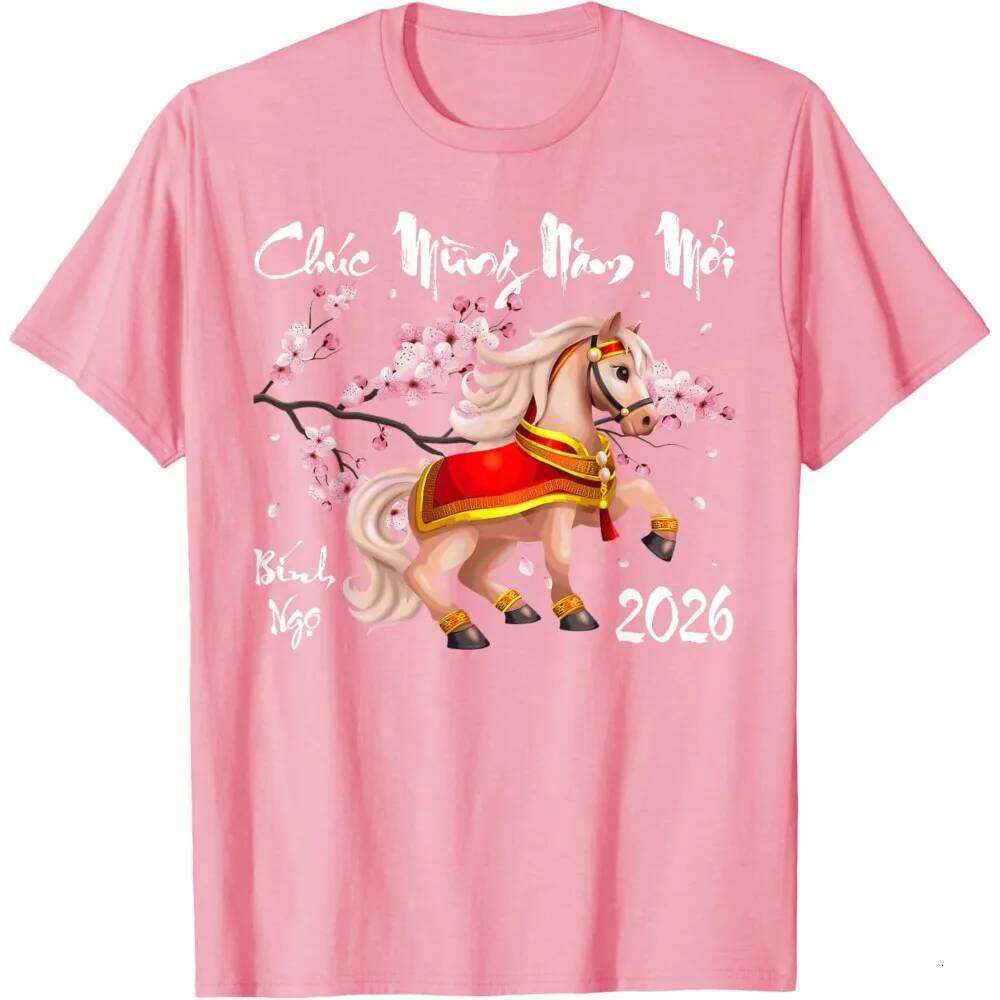 2026 Vietnamese Lunar New Year T-Shirt Holiday Casual Women Summer Basic Fashion Streetwear Female Tops Tee XJ260306