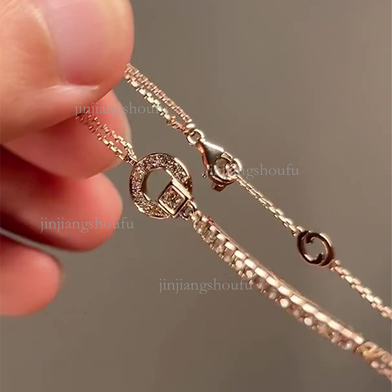 2026 Designer Sparkling Zircon Splicing Bracelet Luxury Fashion Brand Women's Jewelry S925 Pure Silver One Line Diamond Double Layer Ring Buckle 