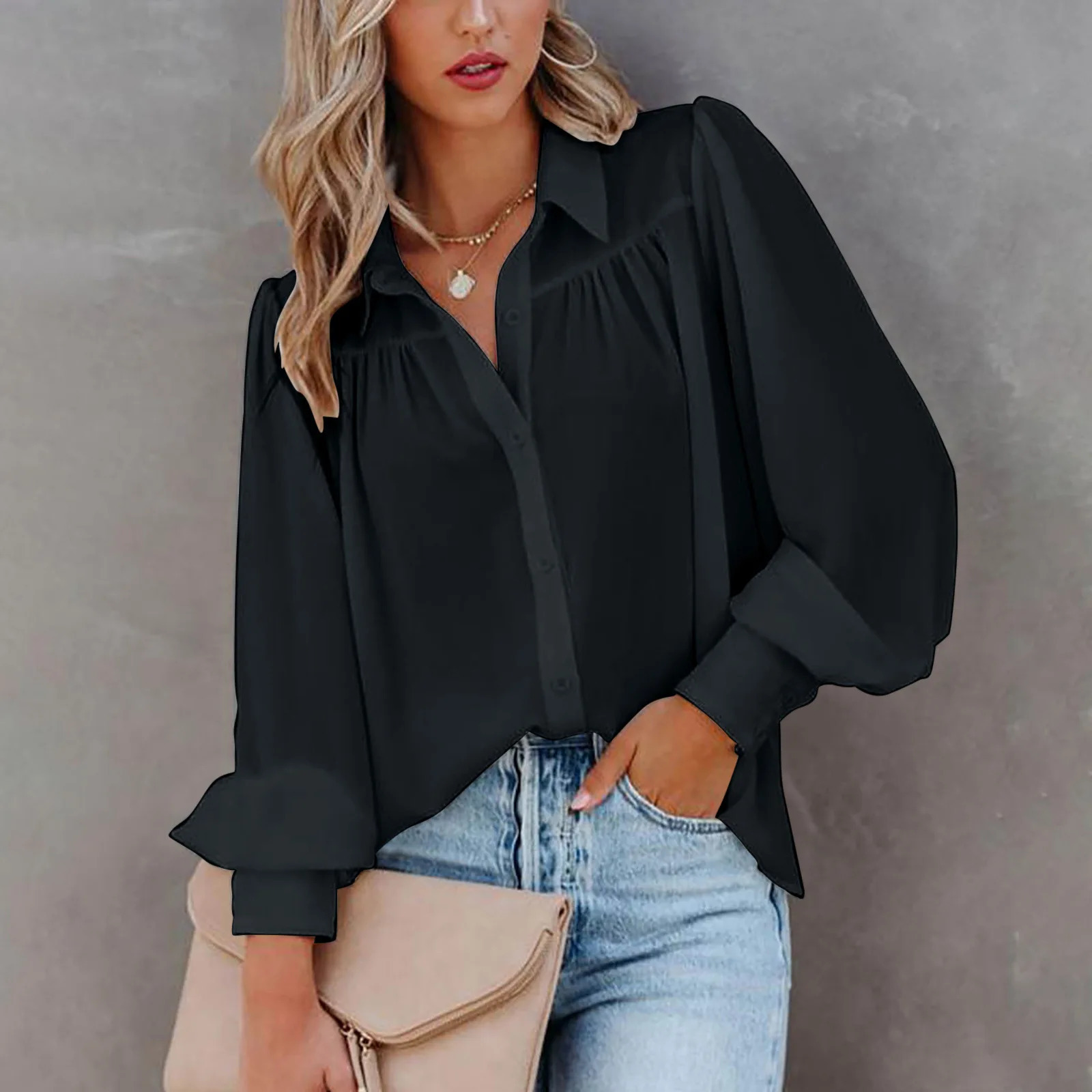 Leisure White Yellow Shirts Button Lapel Cardigan Top Lady Loose Long Sleeve Oversized Shirt Womens Blouses Casual Tunic Blusas 260228