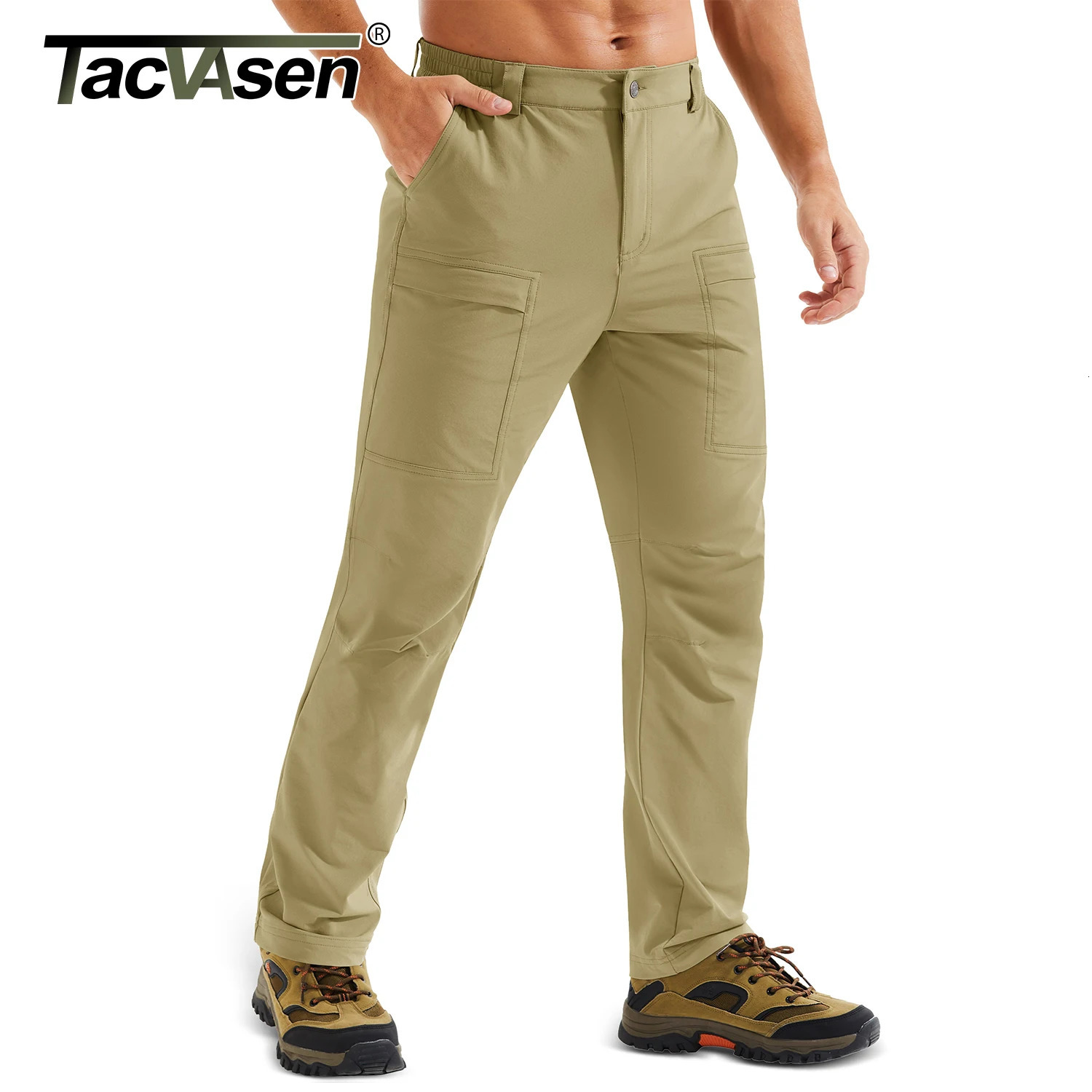 TACVASEN Mens Hiking Pants Lightweight Quick Dry 7 Pockets Travel Pants for Men Water Resistant Ripstop Work Fishing Cargo Pant 260305