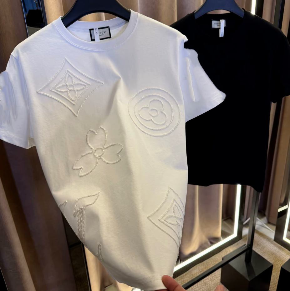 Designer Clothes Summer Trend Fashion Brand Light Luxury Short New Casual Half Sleeve T-Shirt Men's Slim Fit Versatile Round Neck Top