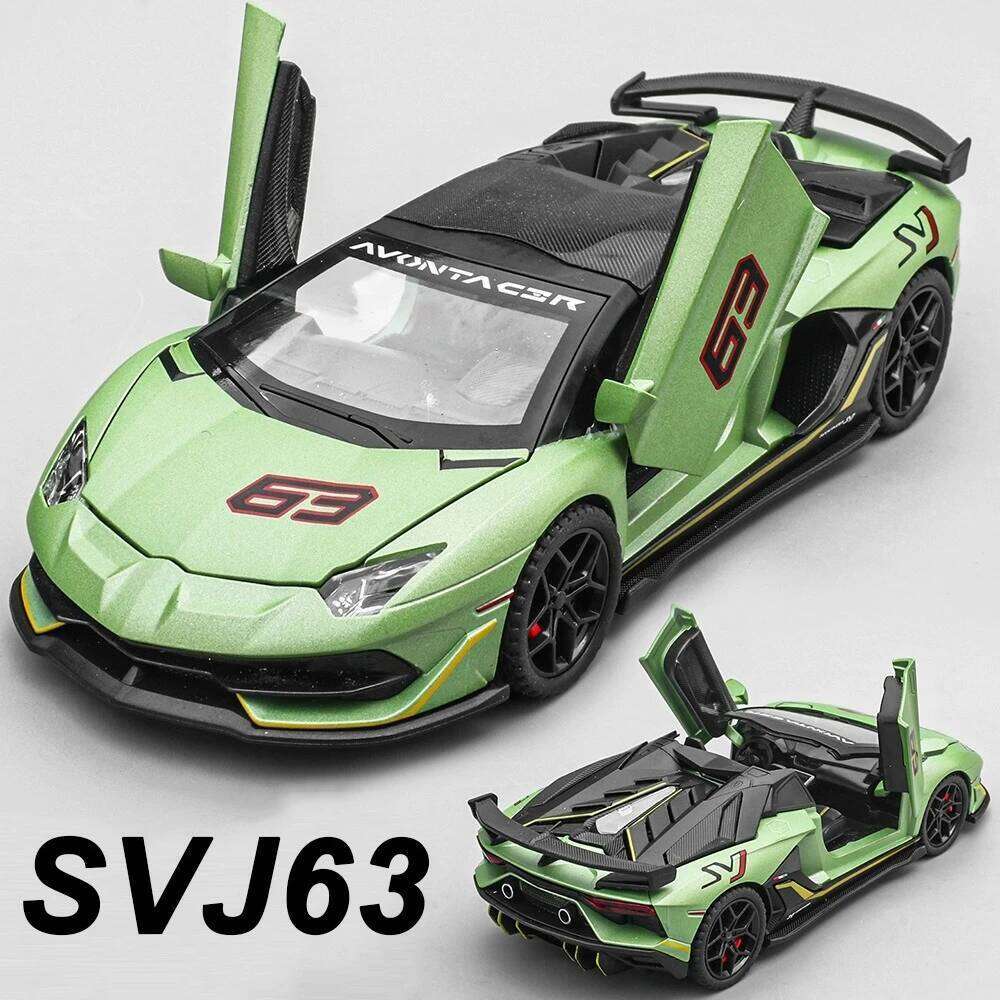 1:32 Lambor SVJ63 Revuelto Miniature Car Diecast Alloy Molde Toy Doors Opened Sound Light Pull Back Cars Decorative Collectibles Z260306