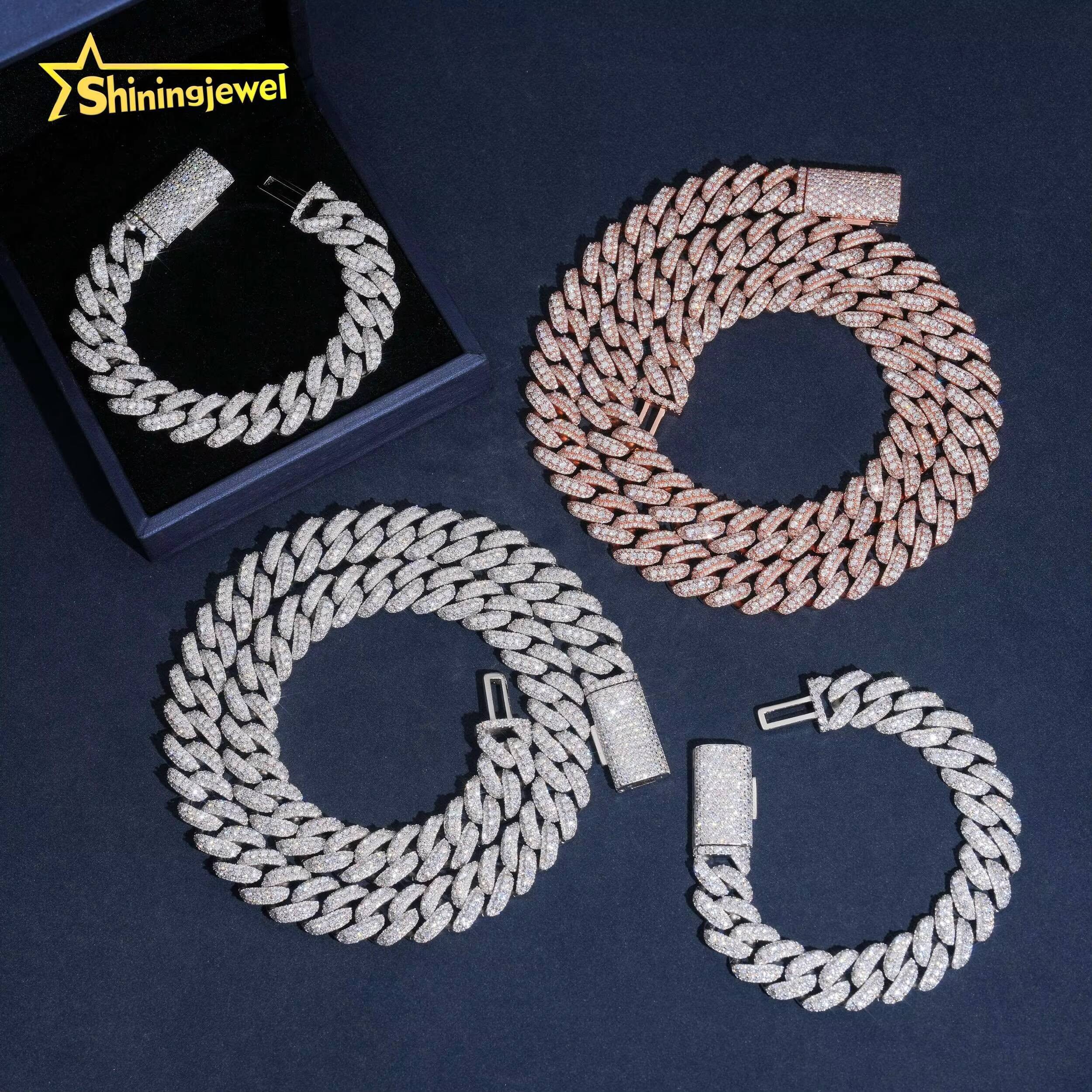 USA Warehouse Fast Shipping 925 Sterling Silver 13mm Hip Hop VVS Moissanite Iced Out Cuban Link Chain